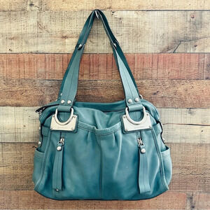 B. Makowsky Glove Leather East/West Zip Top Satchel/Hobo Bag